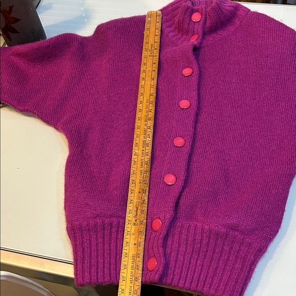Vintage GORGEOUS purple pops ! Heavy Wool angora cardigan - Picture 6 of 11